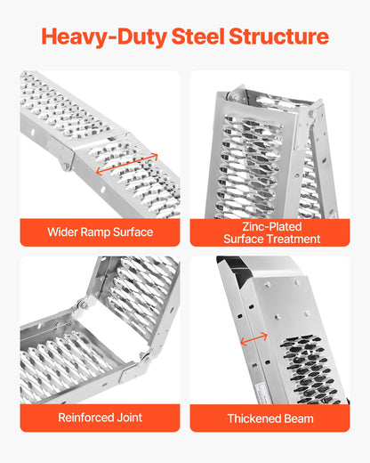 Aluminum Ramps, 1000 lbs, 2Pcs Heavy-duty Ramps with Wider Ramp Surface, Universal Stable Loading Ramp with Handles, Fit for ATV, UTV, Motorcycle, Electric Bicycle, etc.