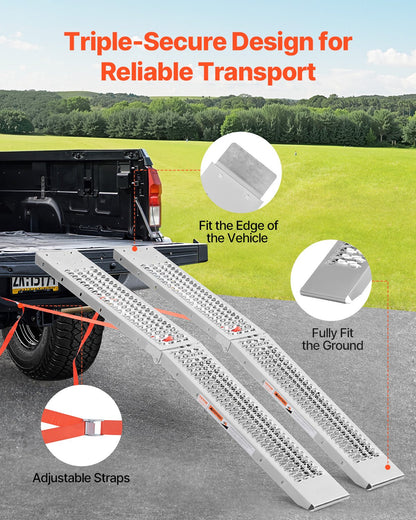 Aluminum Ramps, 1000 lbs, 2Pcs Heavy-duty Ramps with Wider Ramp Surface, Universal Stable Loading Ramp with Handles, Fit for ATV, UTV, Motorcycle, Electric Bicycle, etc.