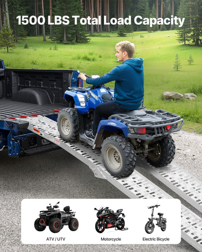 1500 lbs aluminum ramps 2pcs Heavy duty loading ramps with handles