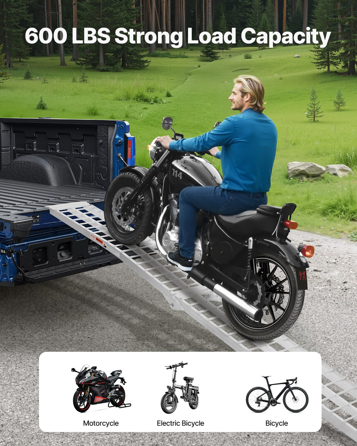 600 lbs aluminum ramps 1 pc Heavy duty loading ramps with handles