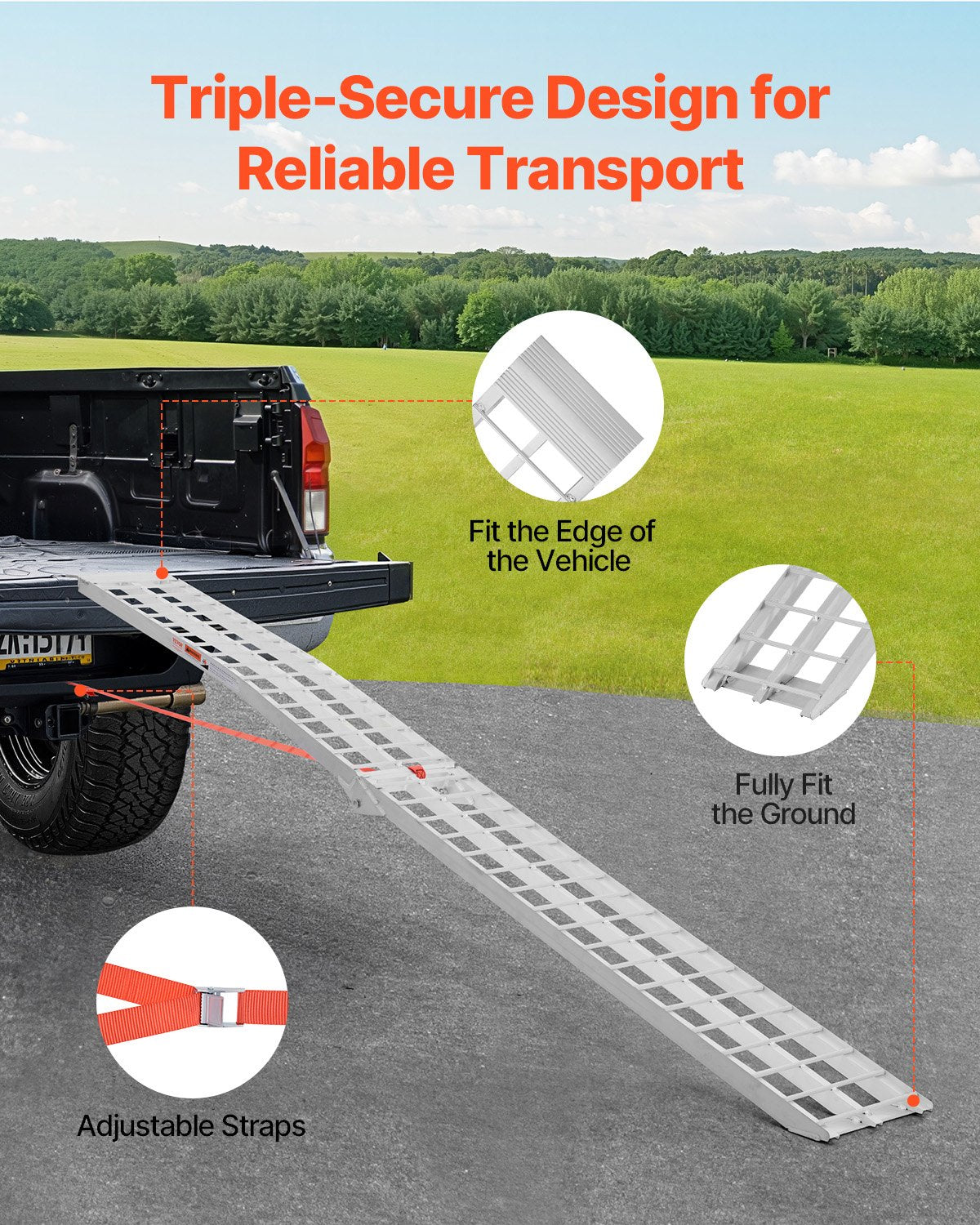 600 lbs aluminum ramps 1 pc Heavy duty loading ramps with handles