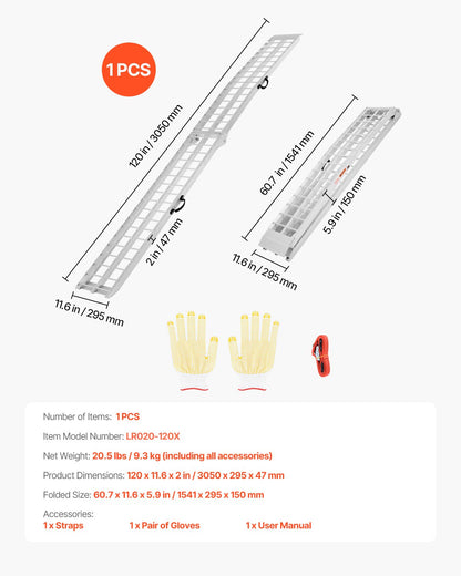 600 lbs aluminum ramps 1 pc Heavy duty loading ramps with handles