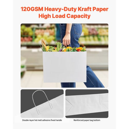 Kraftpapiertüten mit Henkeln 100 Stück 16x6x12 in Partytüte weiß | EU