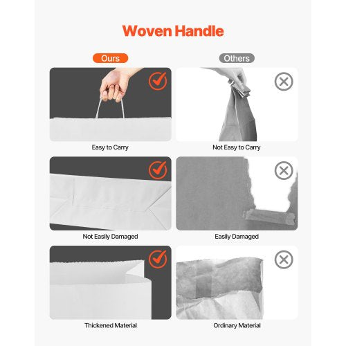 Kraftpapiertüten mit Henkeln 100 Stück 16x6x12 in Partytüte weiß | EU