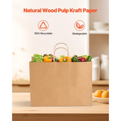 Kraft paper bags with handles 50 pcs 16x6x12 in party bag brown | EU