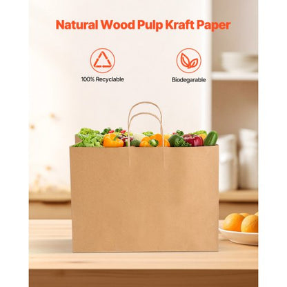 Kraft paper bags with handles 50 pcs 16x6x12 in party bag brown | EU