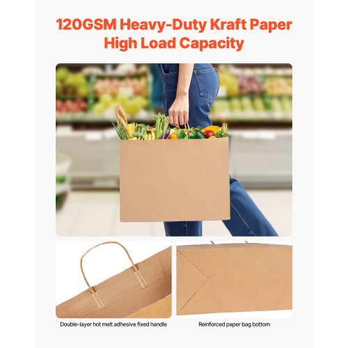 Kraft paper bags with handles 50 pcs 16x6x12 in party bag brown | EU