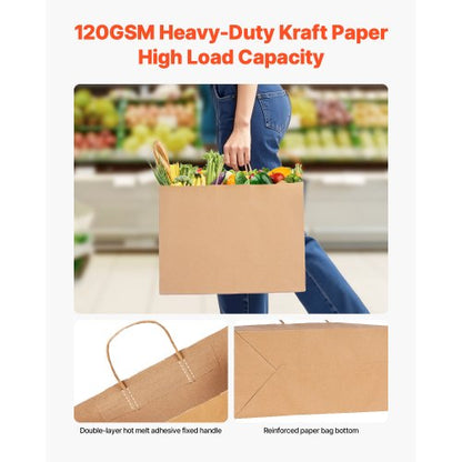 Kraft paper bags with handles 50 pcs 16x6x12 in party bag brown | EU