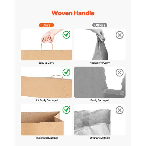 Kraft paper bags with handles 50 pcs 16x6x12 in party bag brown | EU