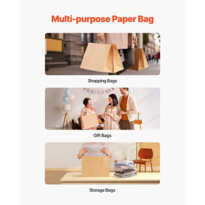 Kraft paper bags with handles 50 pcs 16x6x12 in party bag brown | EU