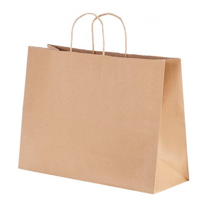 Kraft paper bags with handles 50 pcs 16x6x12 in party bag brown | EU