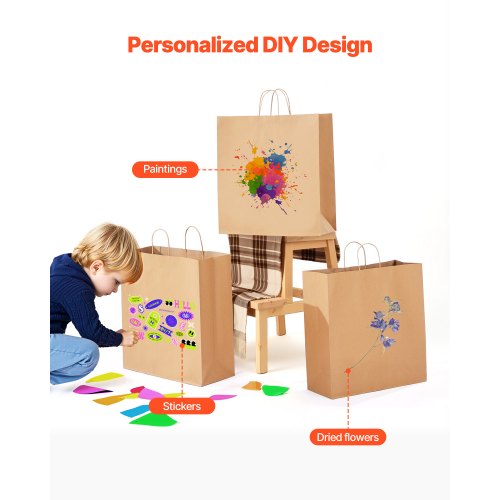 Kraftpapperspåsar med handtag 100 st 18x7x19 i partypåse svart |  EU