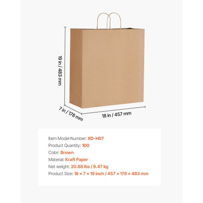 Kraftpapperspåsar med handtag 100 st 18x7x19 i partypåse svart |  EU