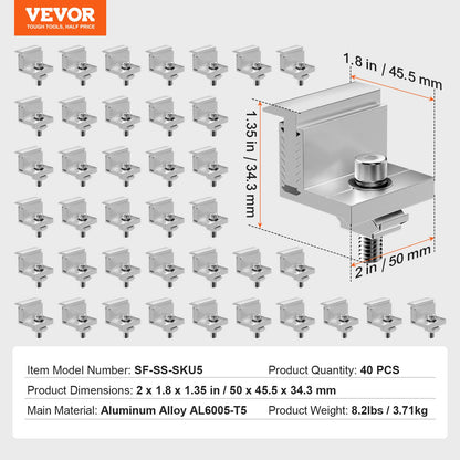 Solarmodul Z-Montagehalterung 35-50 mm verstellbare Halterungsendklemmen 40 Stk.