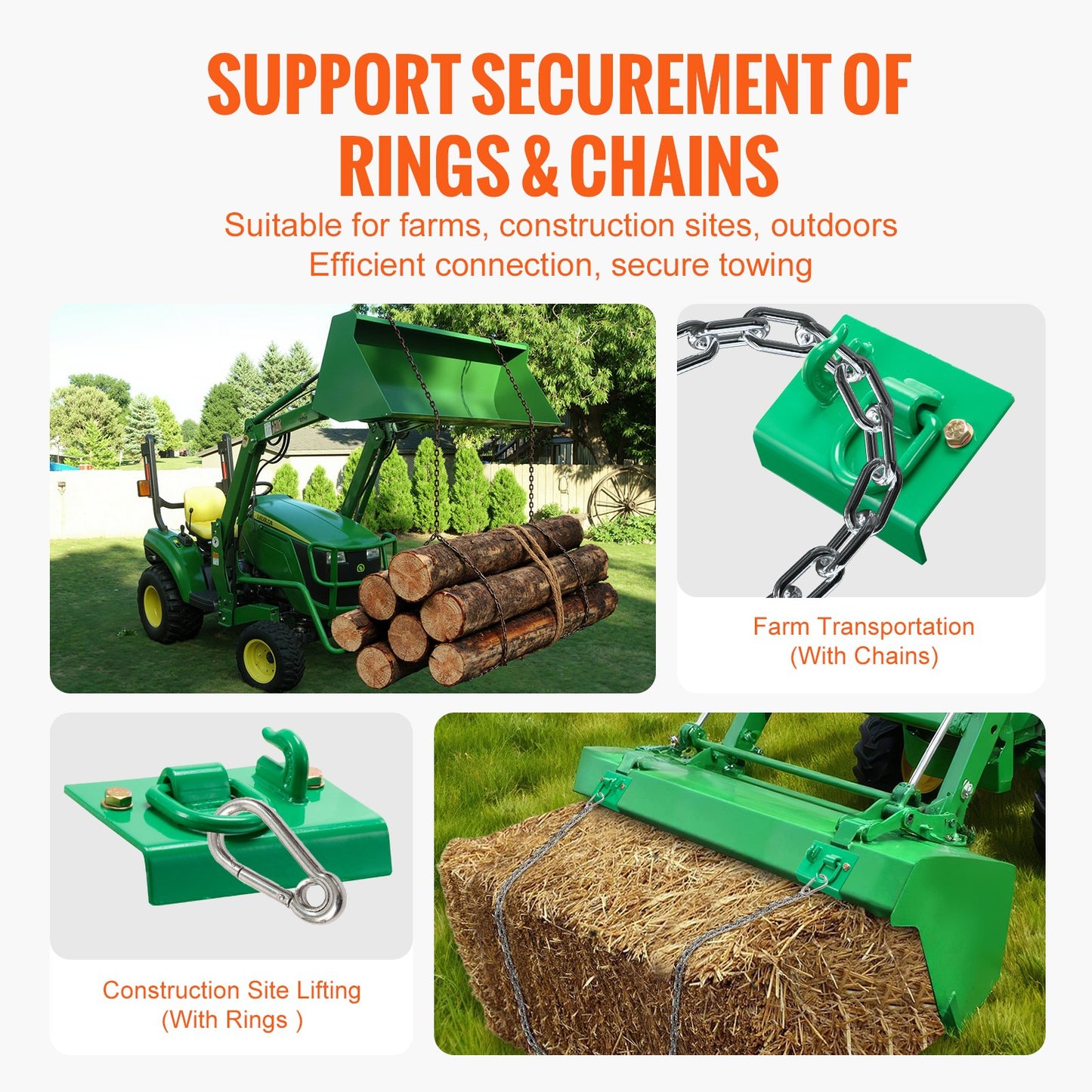 5/16 Zoll Traktor-Eimerhaken, Stahl-Greifhaken der Güteklasse 70, 12.000 lbs, für Wohnmobile und UTVs