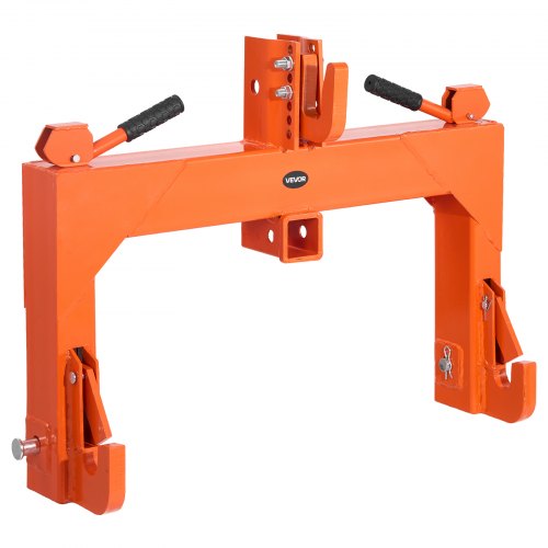 3-Point Quick Hitch with 2 in Receiver, 3000 Lbs Lift Capacity, 3-Pt Hitch with 5 Level Adjustable Bolt, Adaptation to Category 1 & 2 Tractor, Heavy Duty 3 Point Attachments, Orange