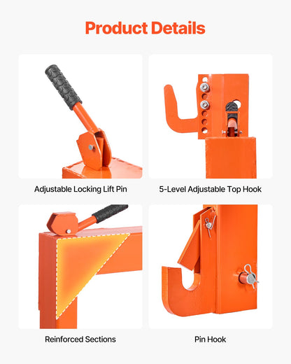 3-Point Quick Hitch with 2 in Receiver, 3000 Lbs Lift Capacity, 3-Pt Hitch with 5 Level Adjustable Bolt, Adaptation to Category 1 & 2 Tractor, Heavy Duty 3 Point Attachments, Orange