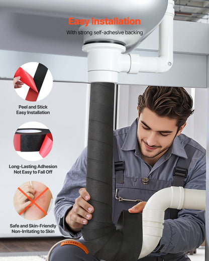 Pipe Insulation Wrap, 14 FT x 2-inch Pipe Insulation Foam Tape, Self-Adhesive Water Pipes Insulated Foam Wrap for Winter Freeze Protection, Heat & Cold Resistant for Outdoor Indoor Use