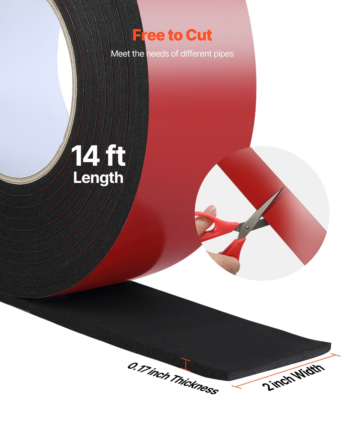 Pipe Insulation Wrap, 14 FT x 2-inch Pipe Insulation Foam Tape, Self-Adhesive Water Pipes Insulated Foam Wrap for Winter Freeze Protection, Heat & Cold Resistant for Outdoor Indoor Use