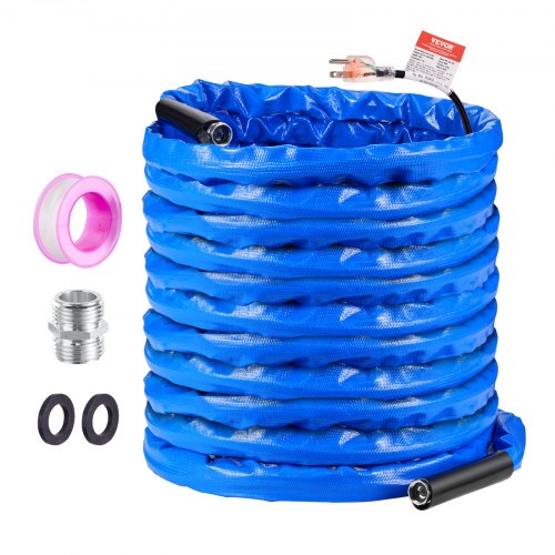 100ft Heated Water Hose for RV, Heated Drinking Water Hose with Corrugated Cover Antifreeze to -45°F, Automatic Self-regulating, 5/8" I.D. with 3/4" GHT Adapter, Lead and BPA Free