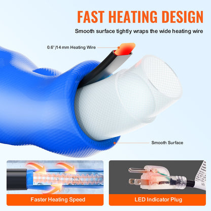 100ft Heated Water Hose for RV, Heated Drinking Water Hose with Corrugated Cover Antifreeze to -45°F, Automatic Self-regulating, 5/8" I.D. with 3/4" GHT Adapter, Lead and BPA Free