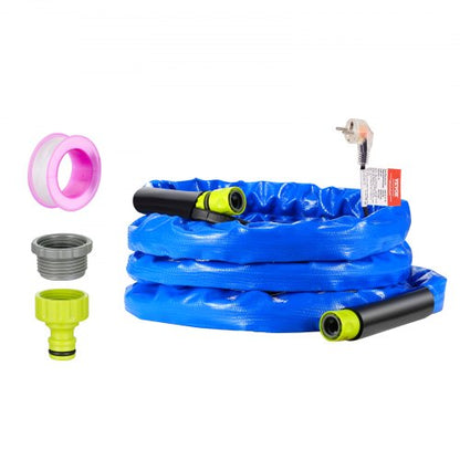 15ft Heated Water Hose for RV, Heated Drinking Water Hose with Corrugated Cover Antifreeze to -45°F, Automatic Self-regulating, 5/8" I.D. with 3/4" GHT Adapter, Lead and BPA Free