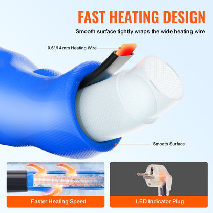 15ft Heated Water Hose for RV, Heated Drinking Water Hose with Corrugated Cover Antifreeze to -45°F, Automatic Self-regulating, 5/8" I.D. with 3/4" GHT Adapter, Lead and BPA Free