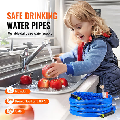 25ft Heated Water Hose for RV, Heated Drinking Water Hose with Corrugated Cover Antifreeze to -45°F, Automatic Self-regulating, 5/8" I.D. with 3/4" GHT Adapter, Lead and BPA Free
