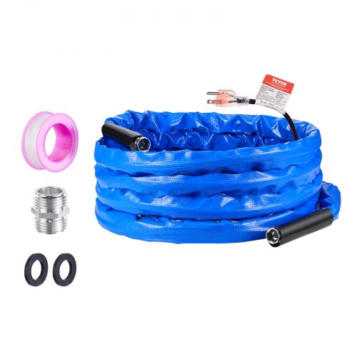 30ft Heated Water Hose for RV, Heated Drinking Water Hose with Corrugated Cover Antifreeze to -45°F, Automatic Self-regulating, 5/8" I.D. with 3/4" GHT Adapter, Lead and BPA Free
