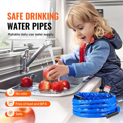 30ft Heated Water Hose for RV, Heated Drinking Water Hose with Corrugated Cover Antifreeze to -45°F, Automatic Self-regulating, 5/8" I.D. with 3/4" GHT Adapter, Lead and BPA Free