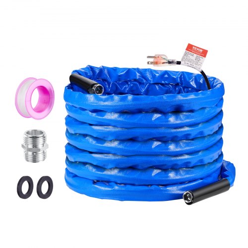 50ft Heated Water Hose for RV, Heated Drinking Water Hose with Corrugated Cover Antifreeze to -45°F, Automatic Self-regulating, 5/8" I.D. with 3/4" GHT Adapter, Lead and BPA Free