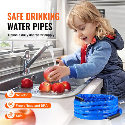 50ft Heated Water Hose for RV, Heated Drinking Water Hose with Corrugated Cover Antifreeze to -45°F, Automatic Self-regulating, 5/8" I.D. with 3/4" GHT Adapter, Lead and BPA Free