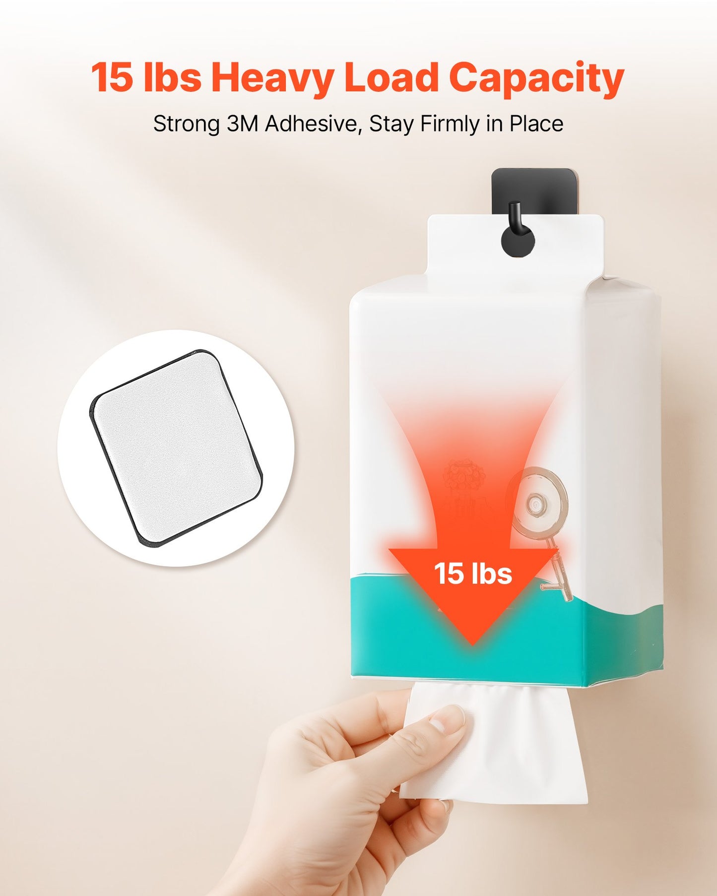 Adhesive Hooks, 4 Pack Self-Adhesive Towel Coat Hooks, Heavy-Duty Wall Hook Hold 15 lbs (Max), Stainless Steel Sticky Hanger, for Bathroom, Kitchen, Hanging Towel, Coat & Keys (Matte Black)