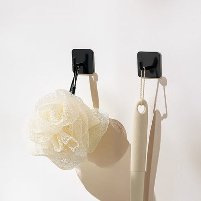 Adhesive Hooks, 4 Pack Self-Adhesive Towel Coat Hooks, Heavy-Duty Wall Hook Hold 15 lbs (Max), Stainless Steel Sticky Hanger, for Bathroom, Kitchen, Hanging Towel, Coat & Keys (Matte Black)