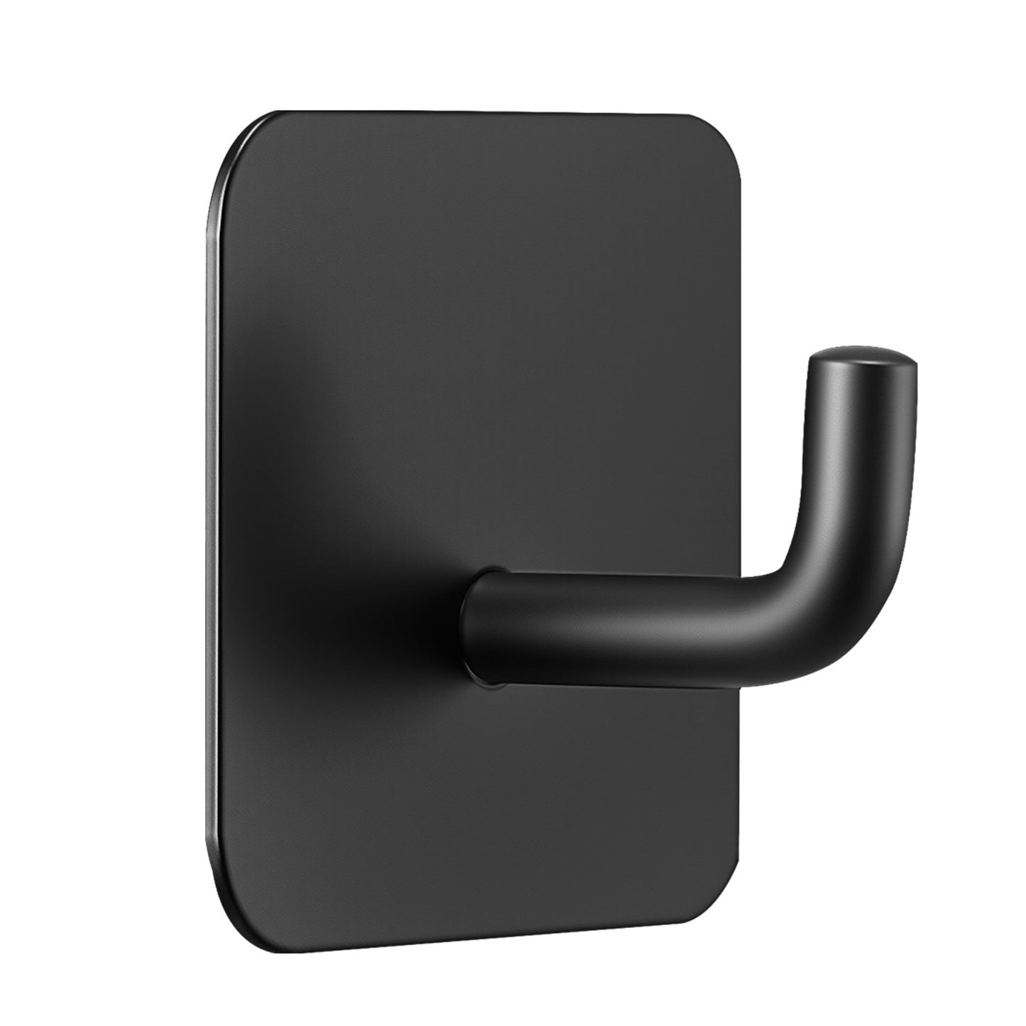 Adhesive Hooks, 4 Pack Self-Adhesive Towel Coat Hooks, Heavy-Duty Wall Hook Hold 15 lbs (Max), Stainless Steel Sticky Hanger, for Bathroom, Kitchen, Hanging Towel, Coat & Keys (Matte Black)