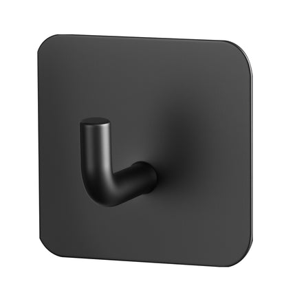 Adhesive Hooks, 4 Pack Self-Adhesive Towel Coat Hooks, Heavy-Duty Wall Hook Hold 15 lbs (Max), Stainless Steel Sticky Hanger, for Bathroom, Kitchen, Hanging Towel, Coat & Keys (Matte Black)