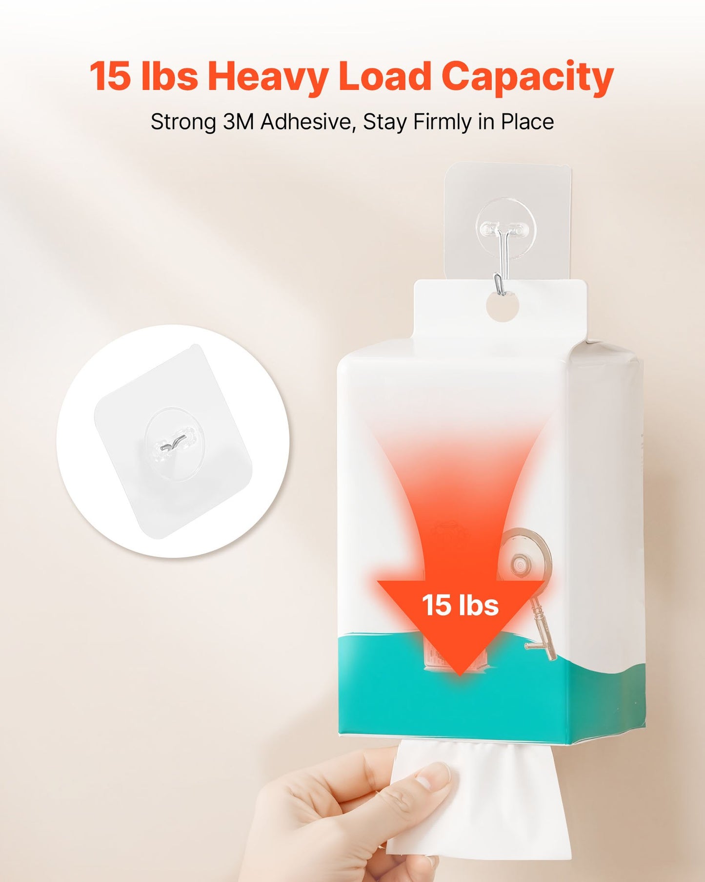 Adhesive Hooks, 12 Pack Self-Adhesive Towel Coat Hooks, Heavy-Duty Wall Hook Hold 15 lbs (Max), Stainless Steel Sticky Hanger, for Bathroom, Kitchen, Hanging Towel, Coat & Keys (Transparent)