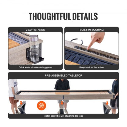 3,8 m Shuffleboard-Tisch 2-in-1 Shuffleboard- und Bowling-Kombi-Set