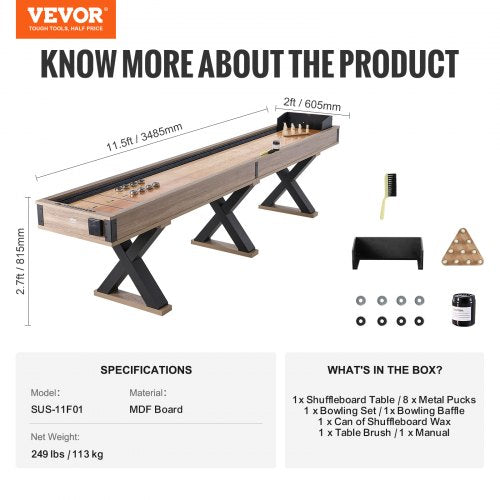 3,8 m Shuffleboard-Tisch 2-in-1 Shuffleboard- und Bowling-Kombi-Set