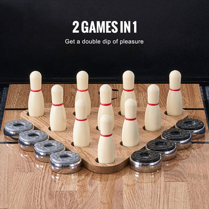 9ft Shuffleboard Table 2 in 1 Shuffleboard and Bowling Combo Game Set