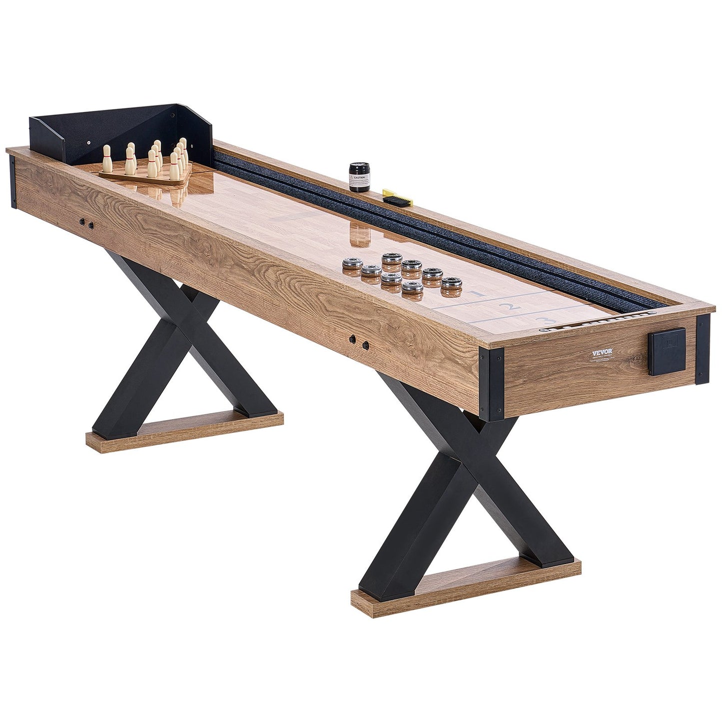 9ft Shuffleboard Table 2 in 1 Shuffleboard and Bowling Combo Game Set