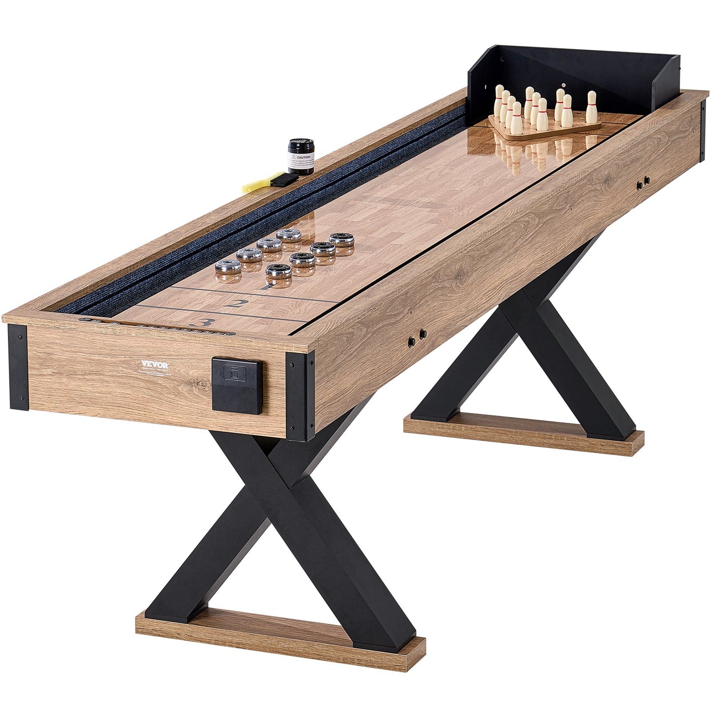 9ft Shuffleboard Table 2 in 1 Shuffleboard and Bowling Combo Game Set