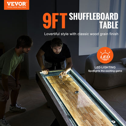 9 fot LED Shuffleboard Bord 2 i 1 Shuffleboard och Bowling Combo Game Set