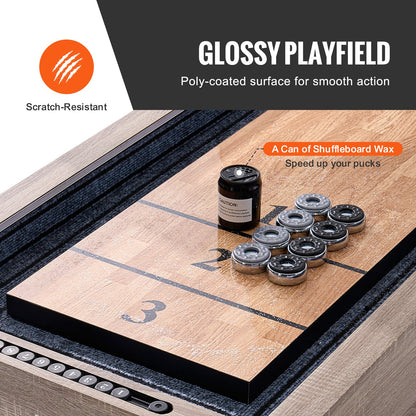 9 fot LED Shuffleboard Bord 2 i 1 Shuffleboard och Bowling Combo Game Set