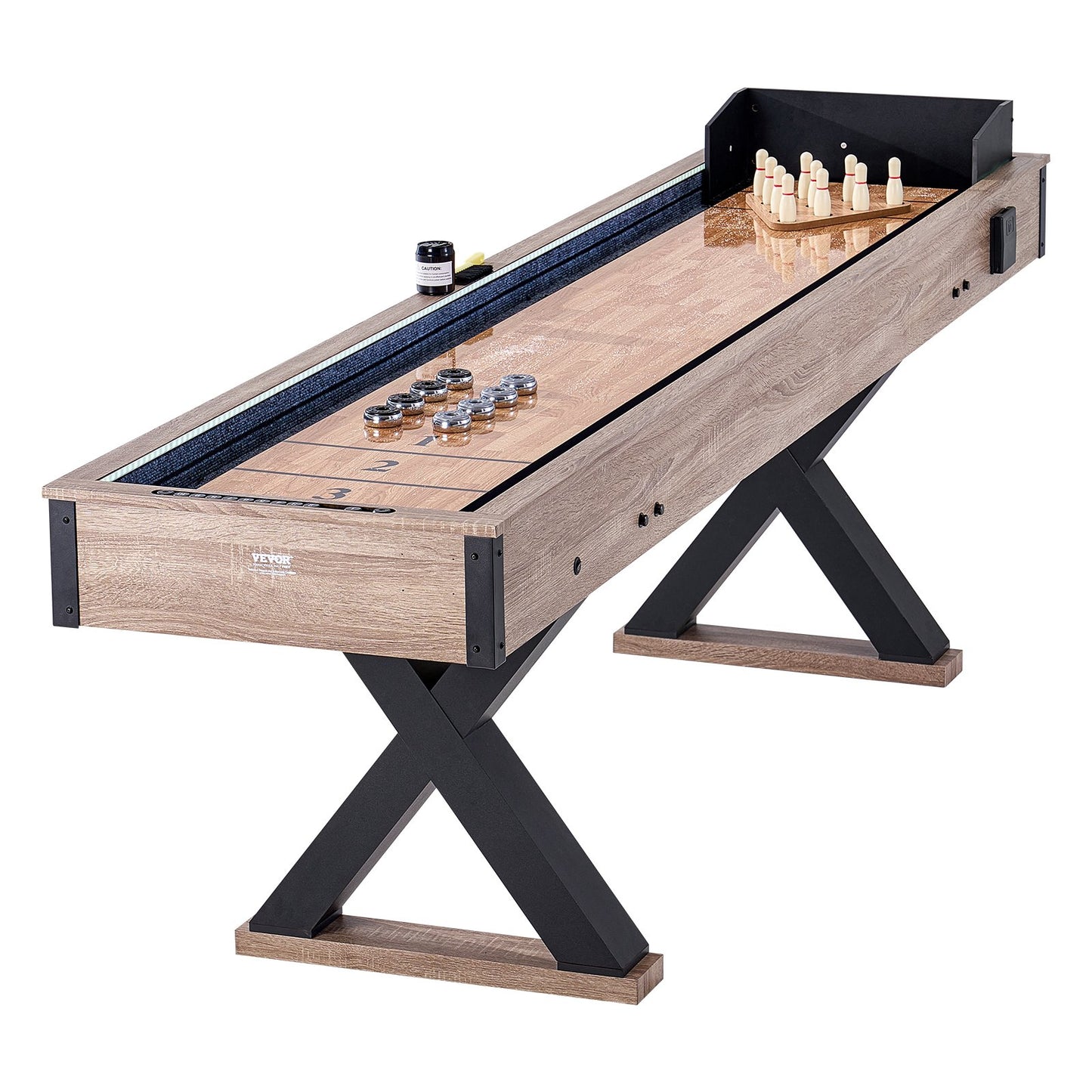 9 fot LED Shuffleboard Bord 2 i 1 Shuffleboard och Bowling Combo Game Set