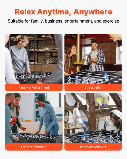 Foosball Table, 48 inch Standard Size Table, Indoor Full Size Foosball Tables for Home, Family, and Game Room, Durable Soccer Set, Includes 2 Balls, Score Keeper, and 2 Cup Holders