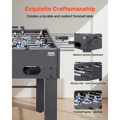 Fotbollsbord, 137 cm standardstorlek, inomhusfotbollsbord i full storlek för hemmet, familjen och spelrummet, hållbart fotbollsset, inkluderar 4 bollar, poänghållare och 2 mugghållare |  EU