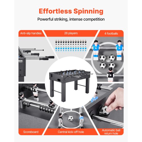 Fotbollsbord, 137 cm standardstorlek, inomhusfotbollsbord i full storlek för hemmet, familjen och spelrummet, hållbart fotbollsset, inkluderar 4 bollar, poänghållare och 2 mugghållare |  EU