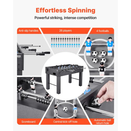 Fotbollsbord, 137 cm standardstorlek, inomhusfotbollsbord i full storlek för hemmet, familjen och spelrummet, hållbart fotbollsset, inkluderar 4 bollar, poänghållare och 2 mugghållare |  EU