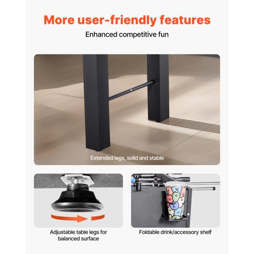 Fotbollsbord, 137 cm standardstorlek, inomhusfotbollsbord i full storlek för hemmet, familjen och spelrummet, hållbart fotbollsset, inkluderar 4 bollar, poänghållare och 2 mugghållare |  EU